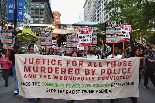 Chicago protest against deployment of National Guard and federal law enforcement onto the streets of Washington DC.