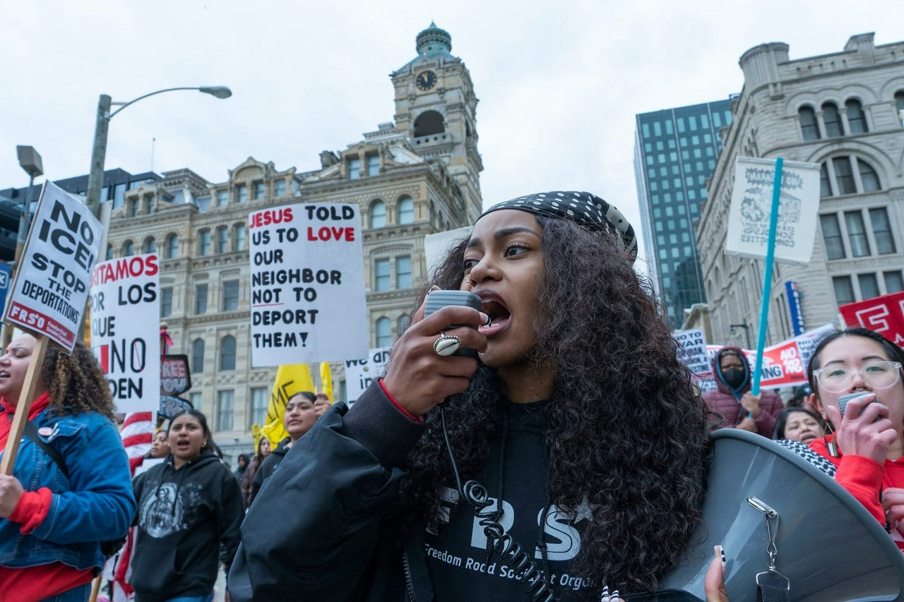 May Day march in Milwaukee.