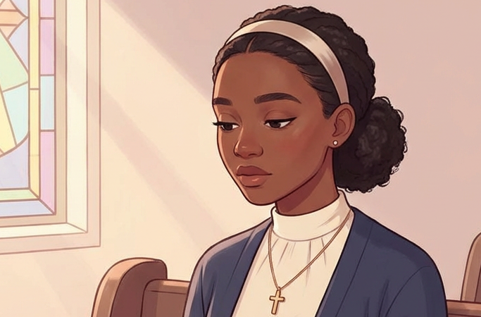 30 year old black christian woman as she realizes her life might be a lie.