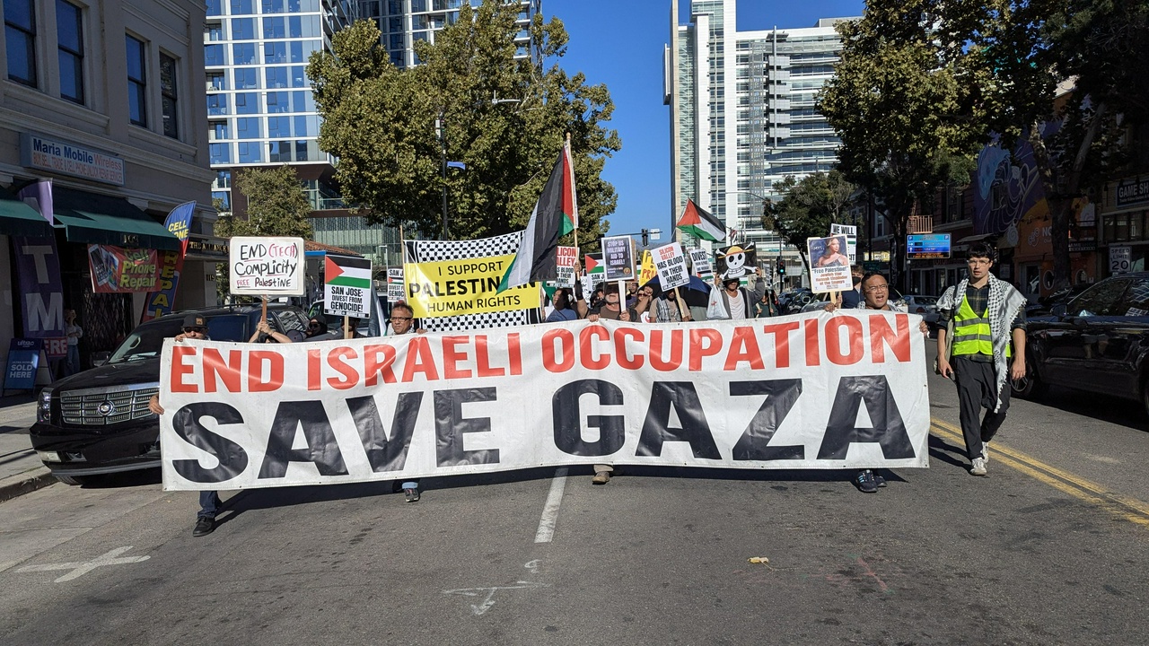 San Jose, California October 7 march in solidarity with Palestine.