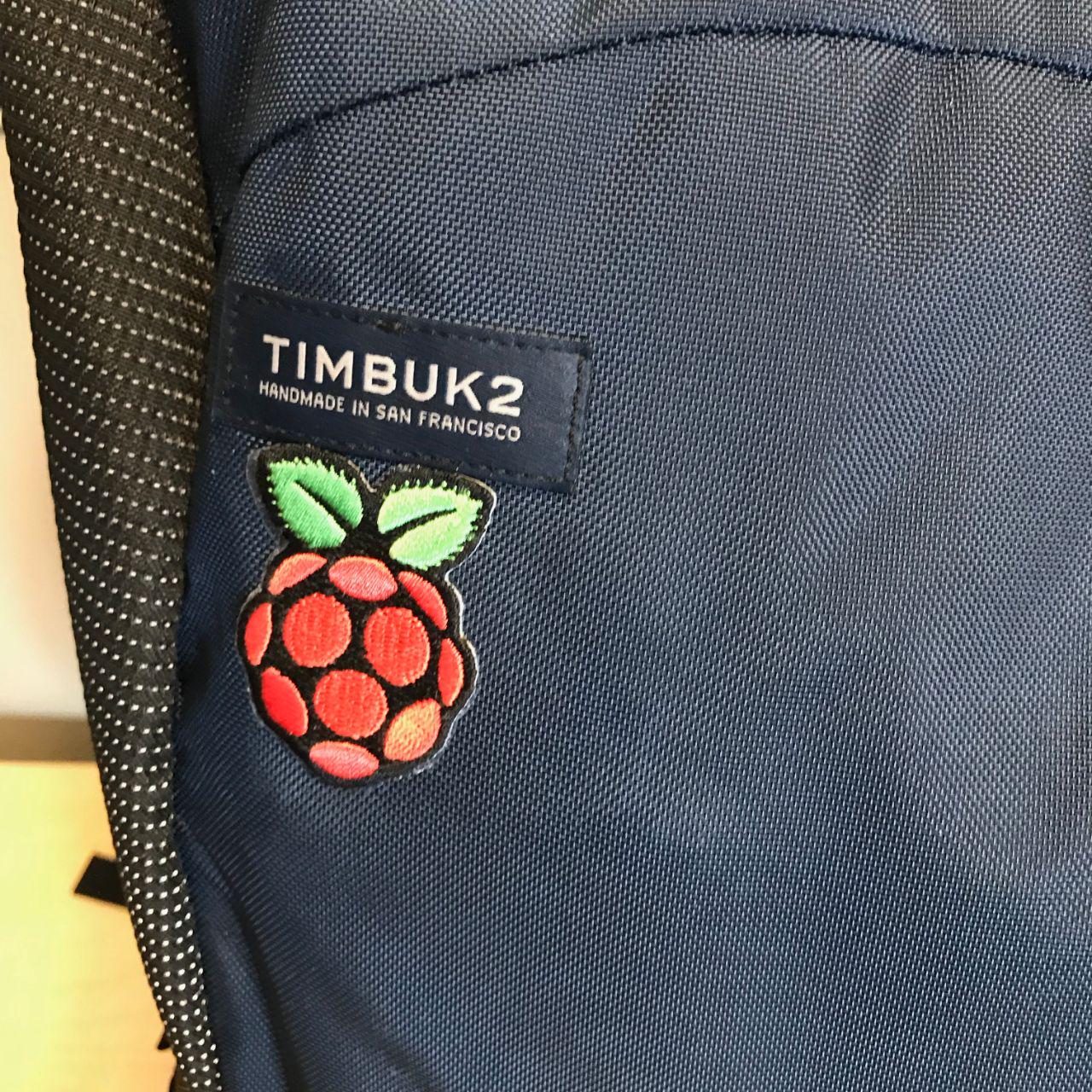 Raspberry  Pi Logo on a Timbuk2 Backpack