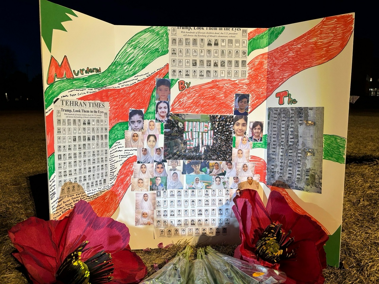 Display at memorial to Iranian children killed by the U.S.  