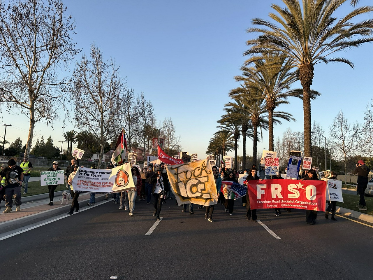 Protest in Santa Ana, California after the murder of Alex Pretti.