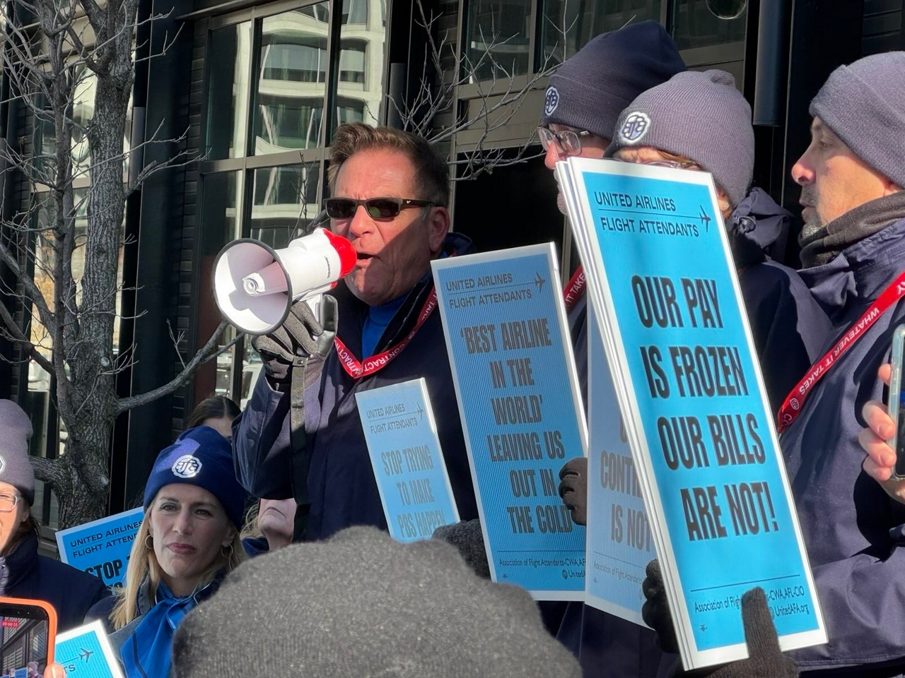 United flight attendants brave the cold to demand a decent contract