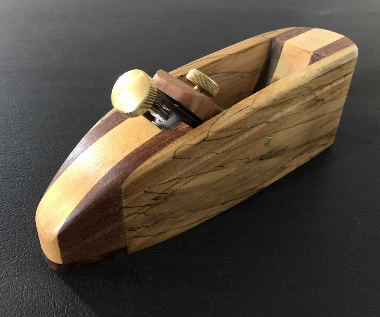 Spalted-elm-sided plane with khaya and citrus core