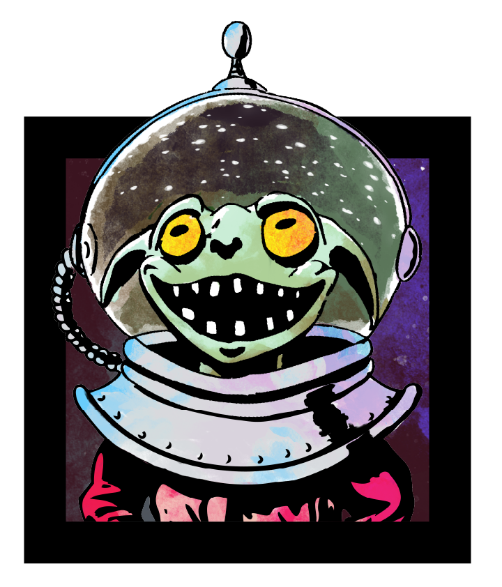 A goblin in a space helmet!