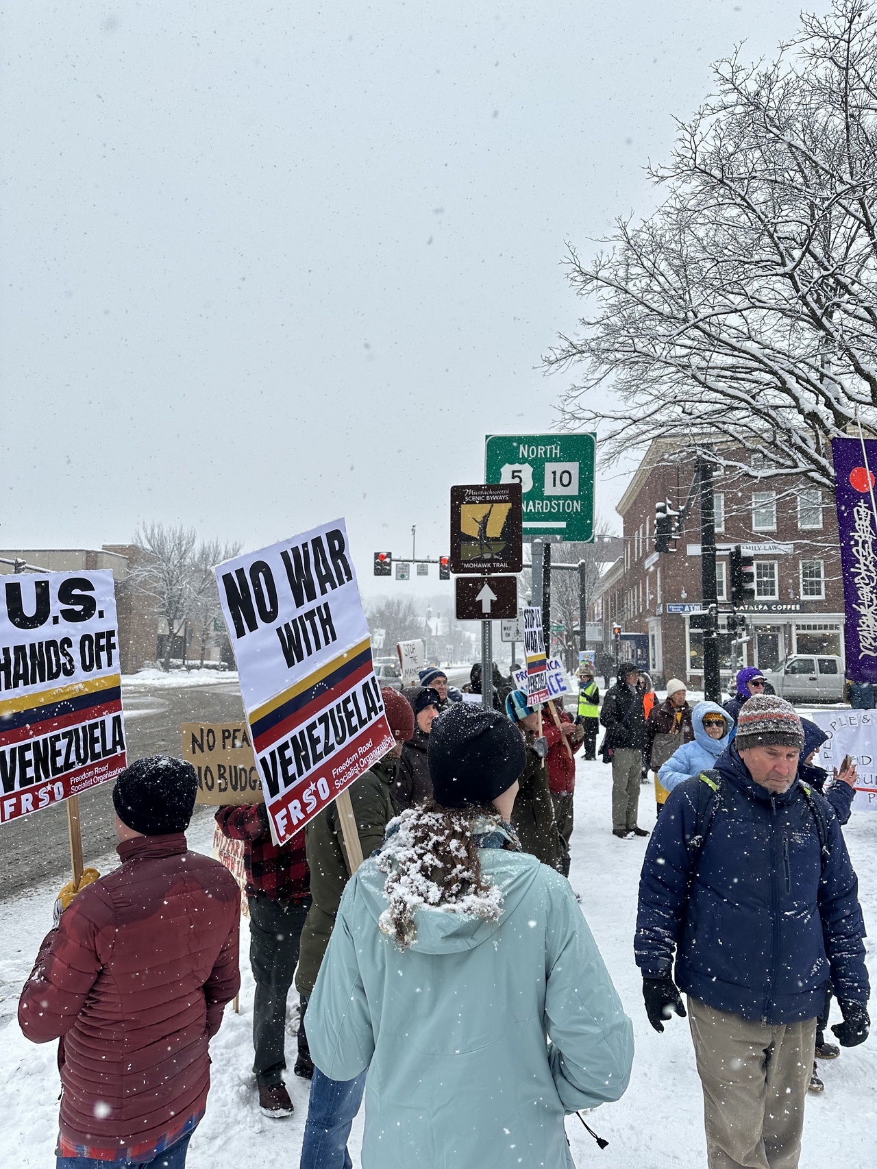 Protest against U.S. attacks on Venezuela.