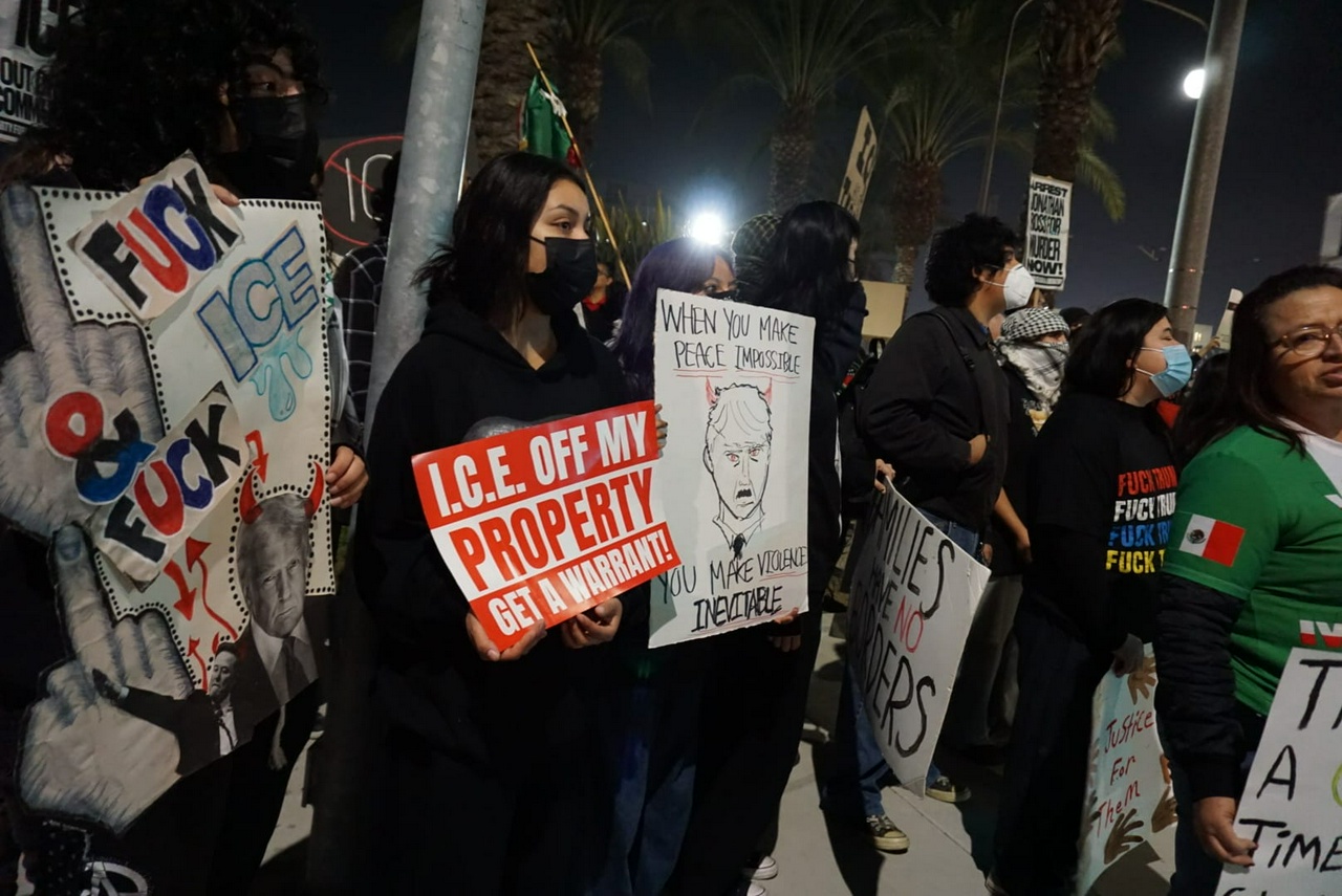 March against Trump agenda in Santa Ana, California.