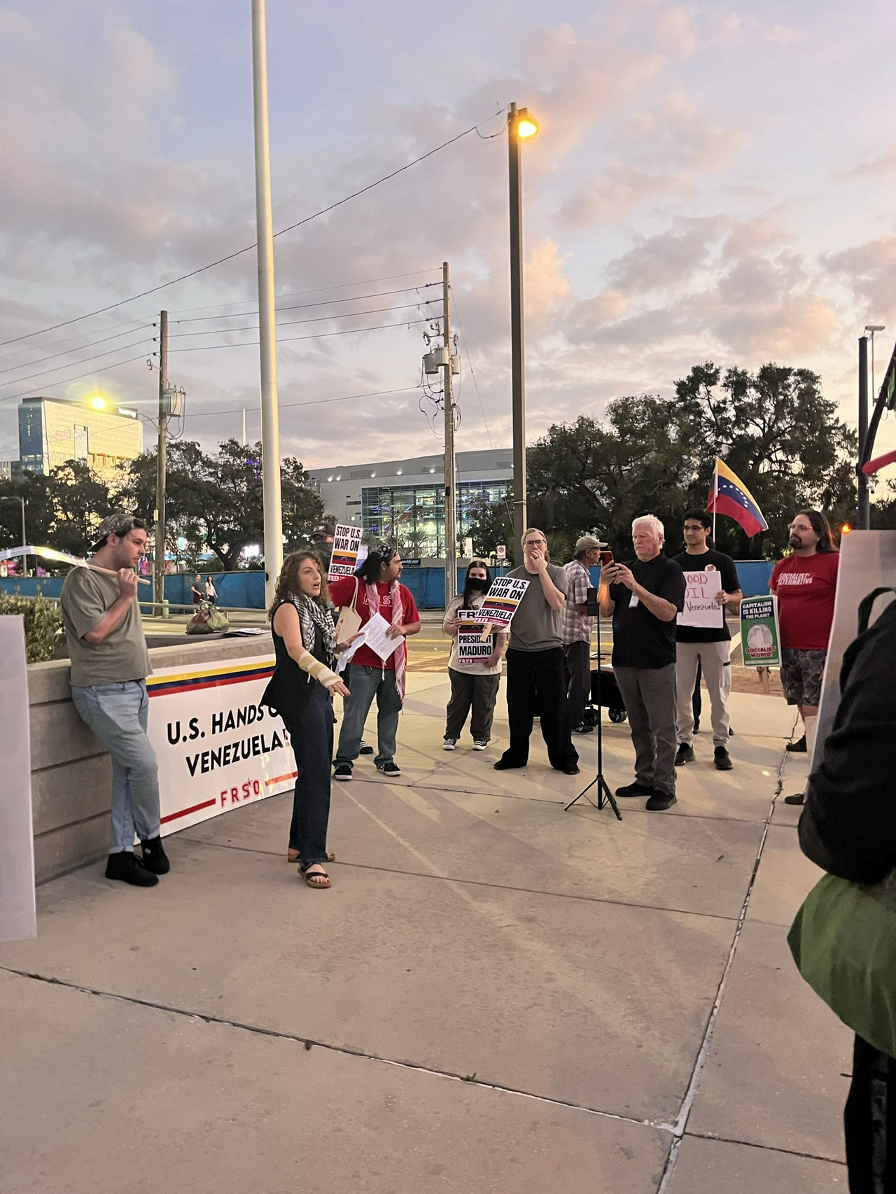 Protest in Orlando, Florida against the U.S. attacks on Venezuela.