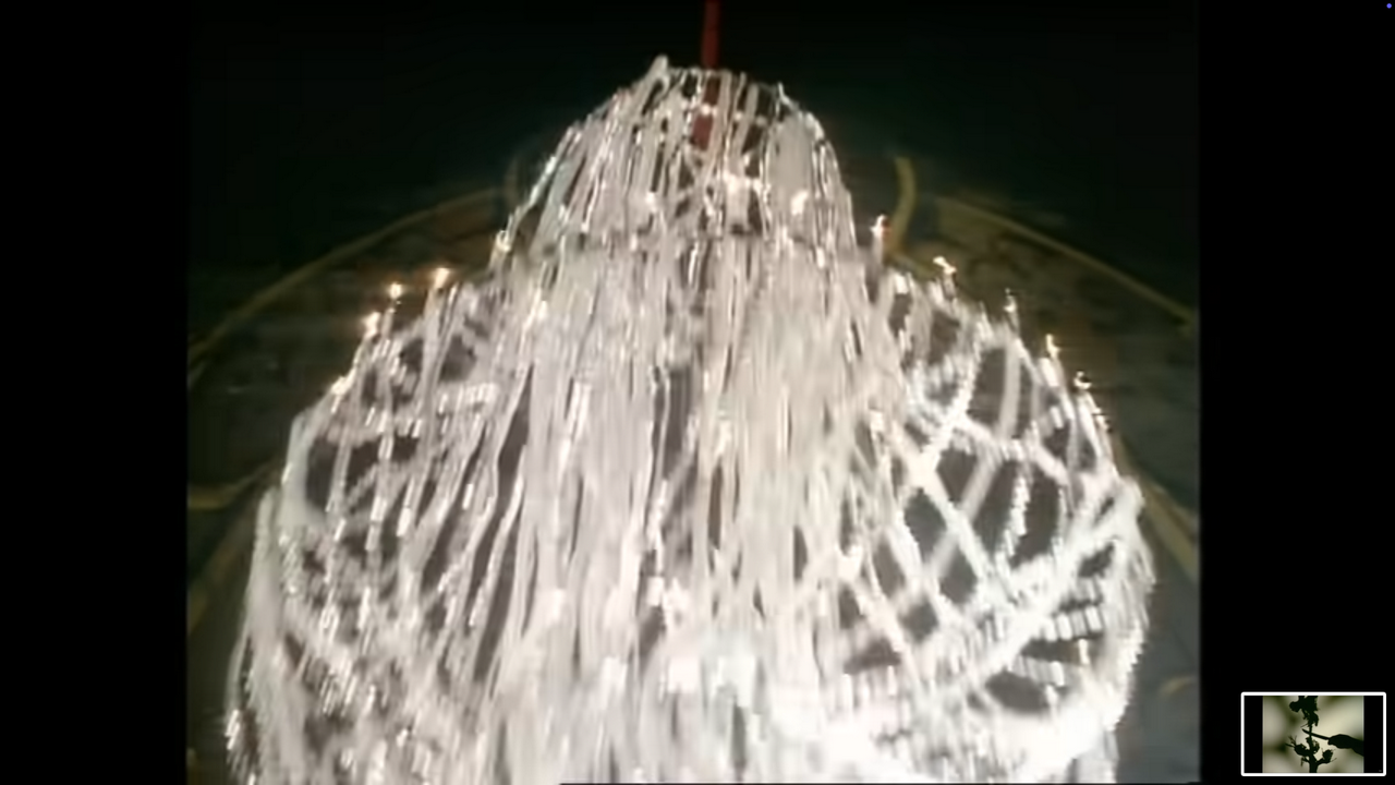 The chandelier plummets