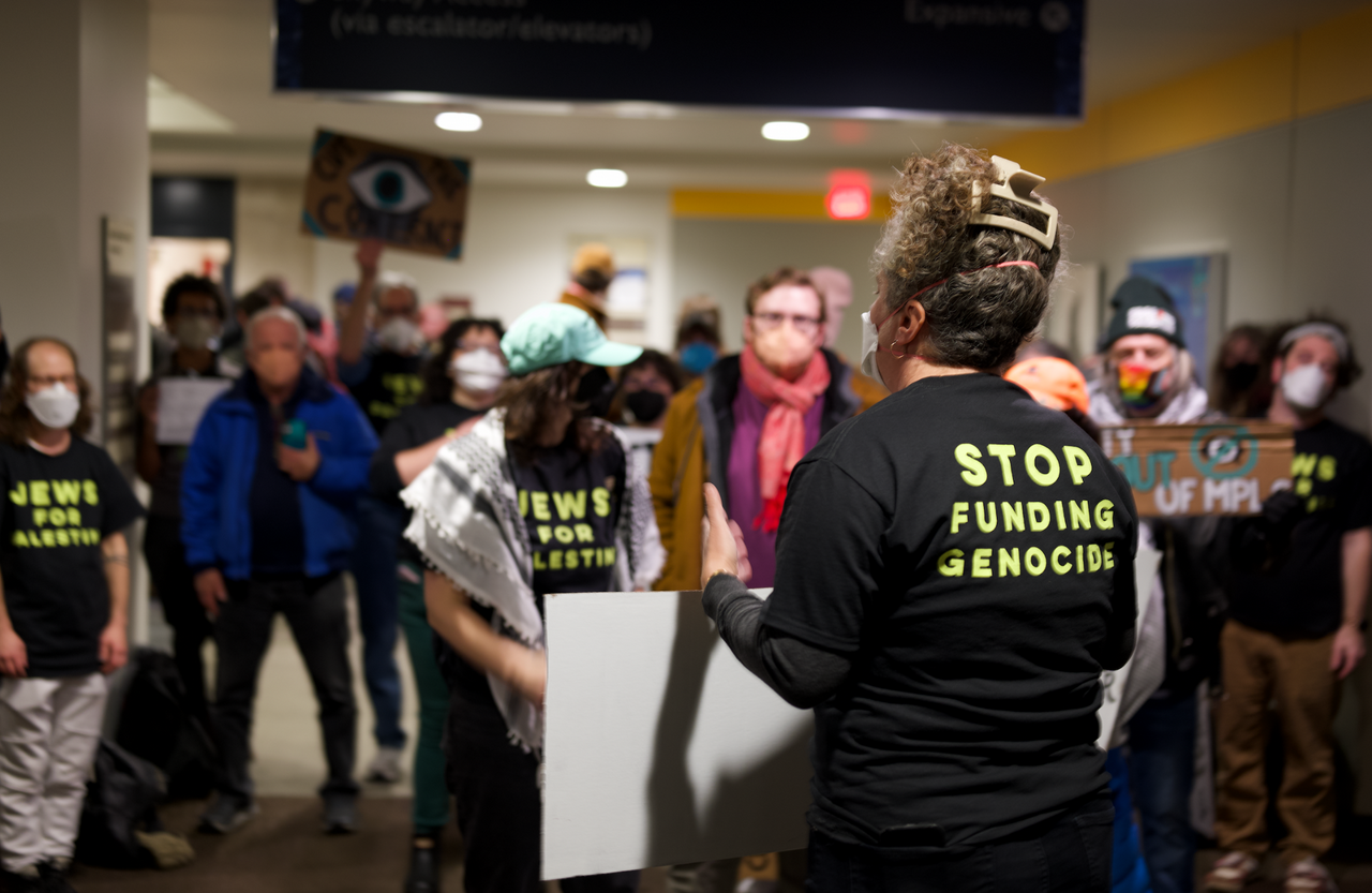 Protest demand Minneapolis end its contract with Zencity, an Israeli tech company that specializes in surveillance on people.