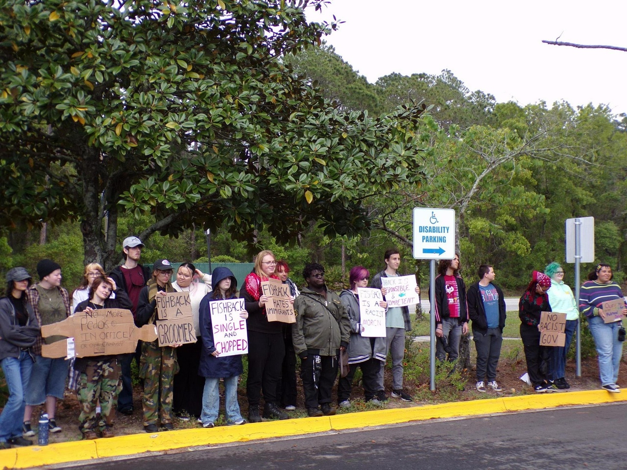 UNF SDS  protests James Fishback.