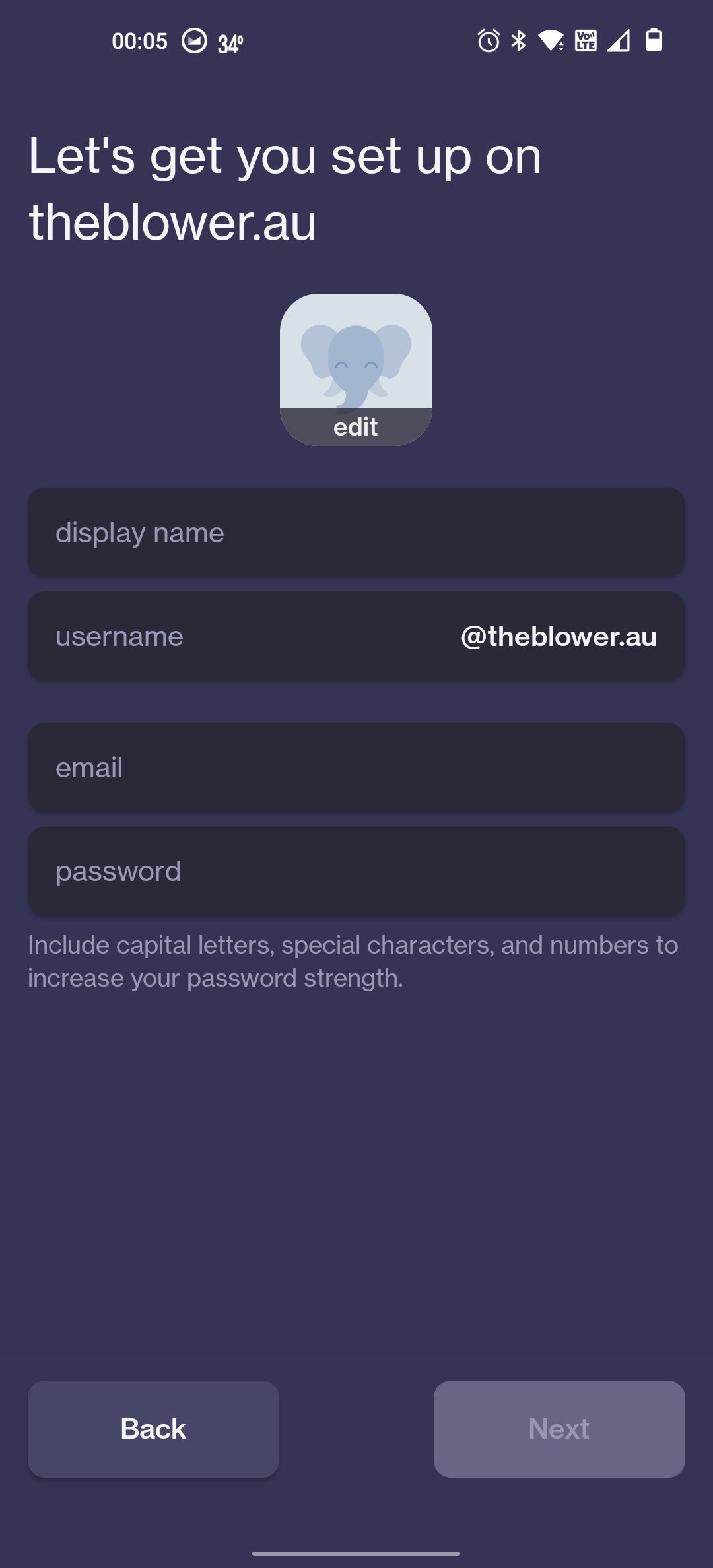 Image 5: Account Creation Screen