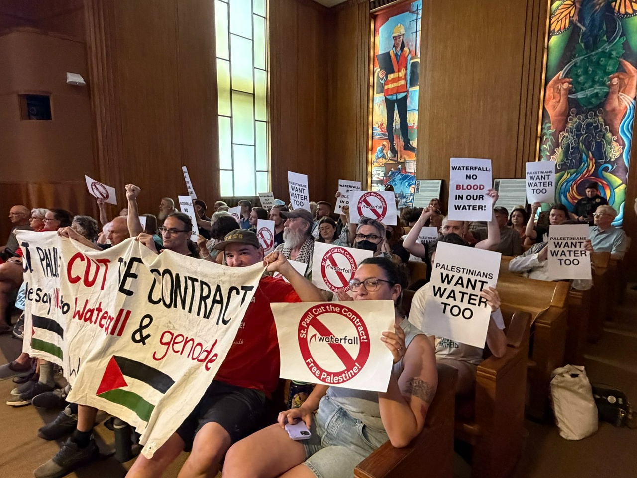 Board meeting erupts in protest after St. Paul extends contract with Israeli cybersecurity company