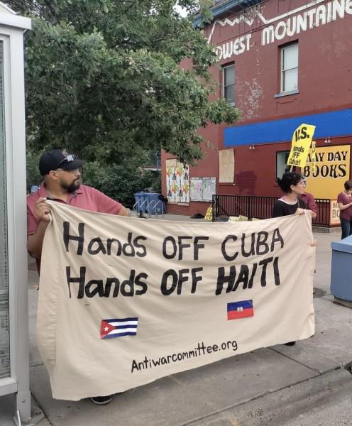 Twin Cities action in solidarity with the people of Cuba and Haiti.