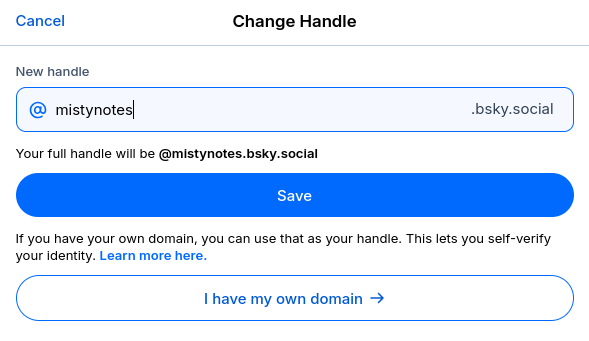 bluesky formulier om handle te veranderen