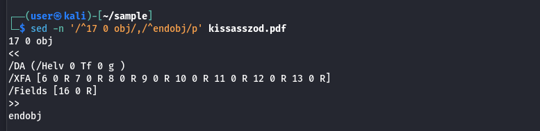 Extracting Object 17 from the PDF document