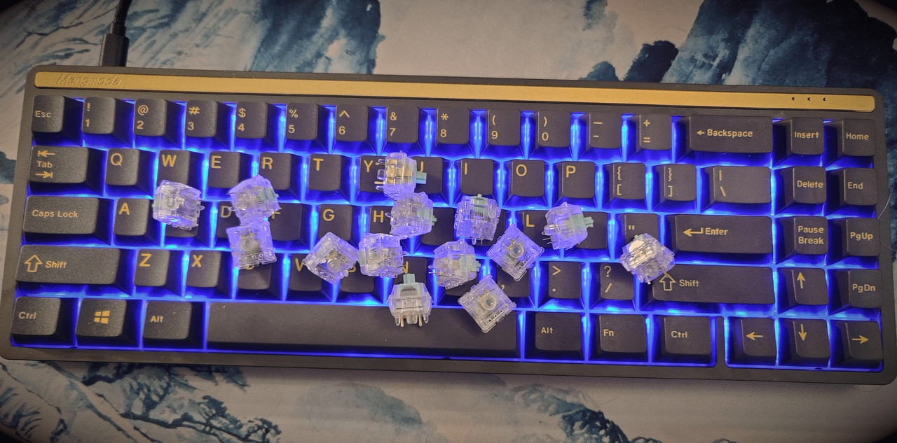 Photo of Clickiez switches on top of a keyboard.
