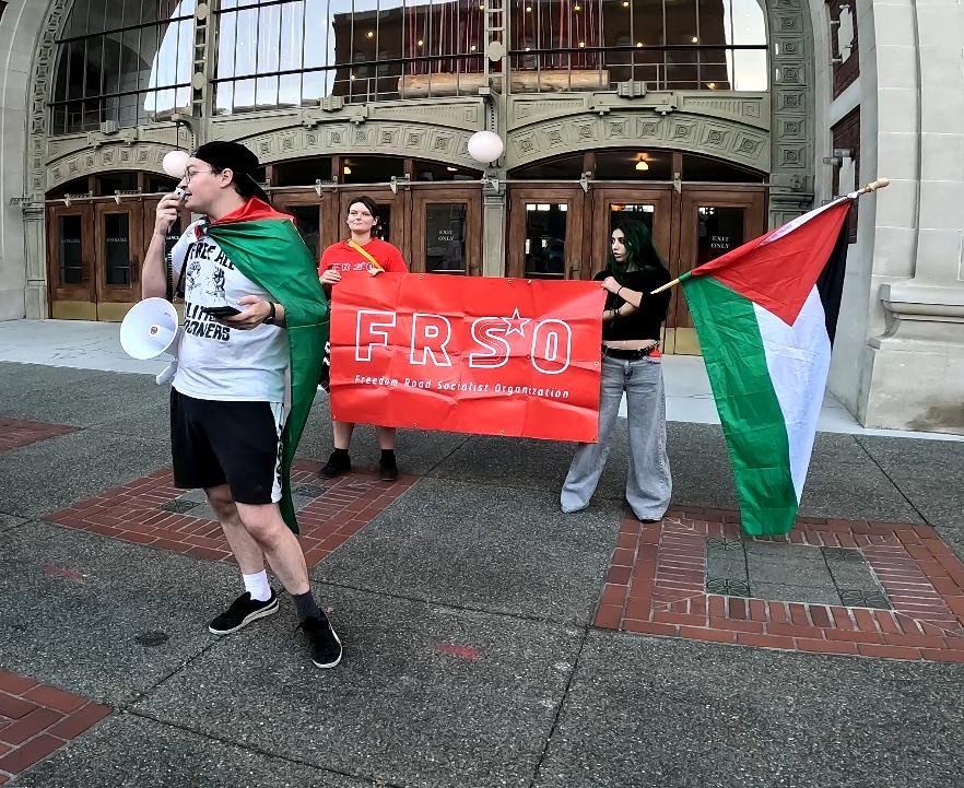 Global Sumud Flotilla support action in Tacoma, Washington.