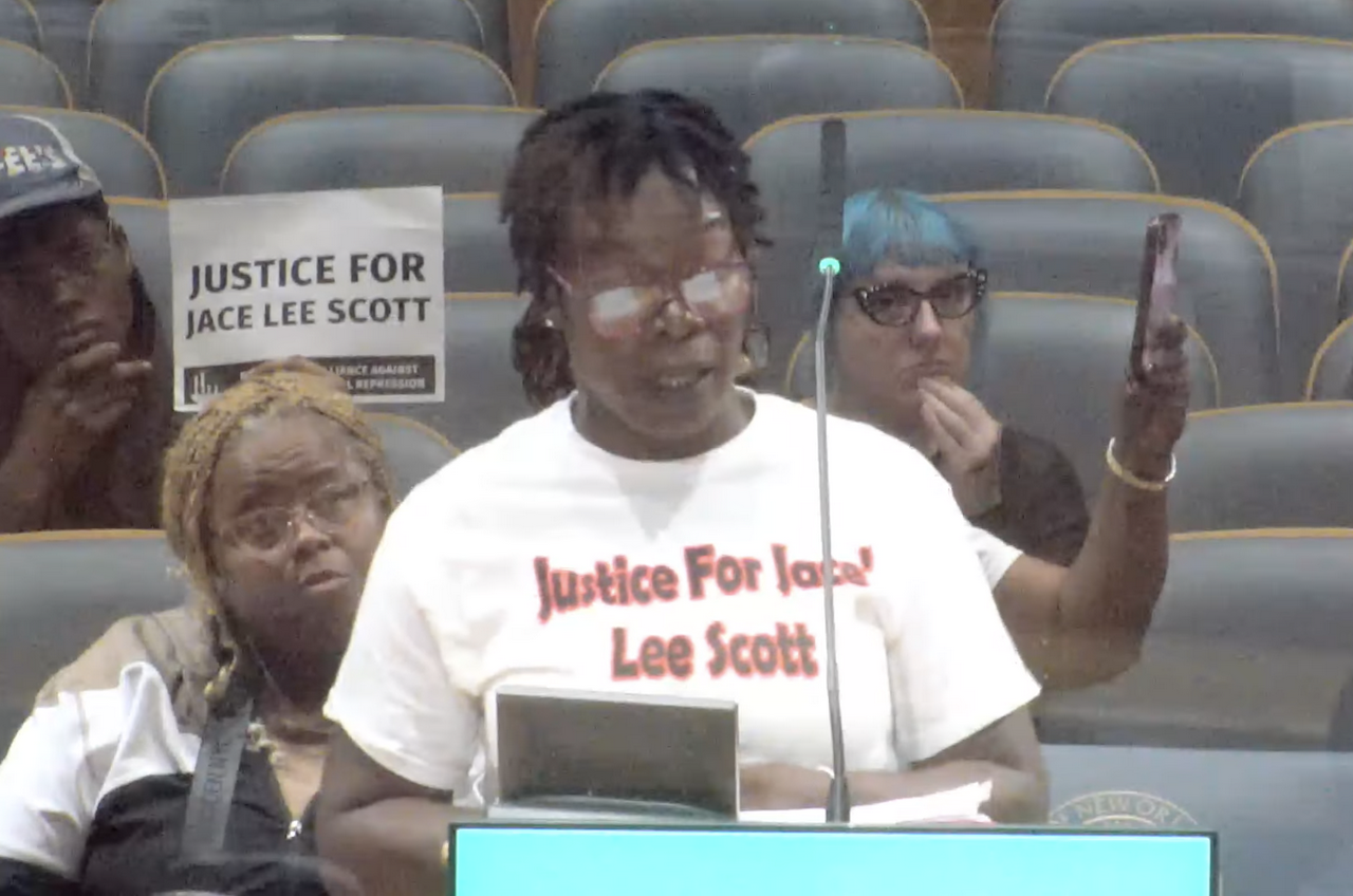 Shanta Scott gives public comment at the New Orleans Criminal Justice Committee meeting demanding justice for her son's murder by Andrew Gant, son of NOPD's Victor Gant Jr. | FightBack! News