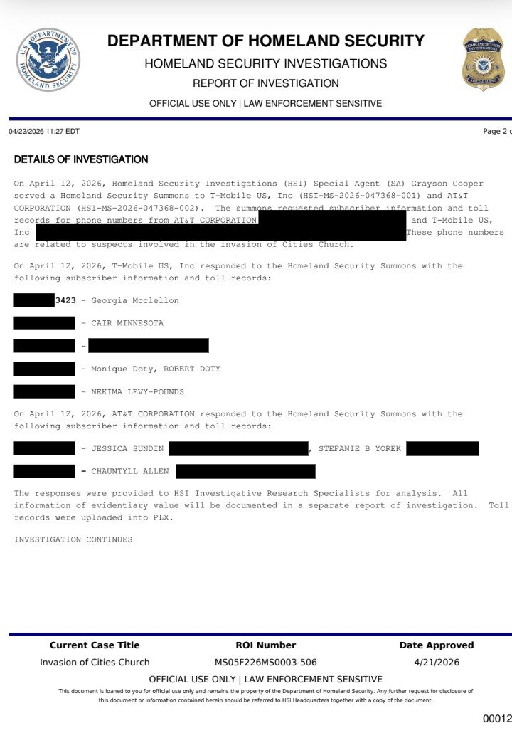 Citación falsa usada por ICE para obtener los registros telefónicos de activistas. | Fight Back! News