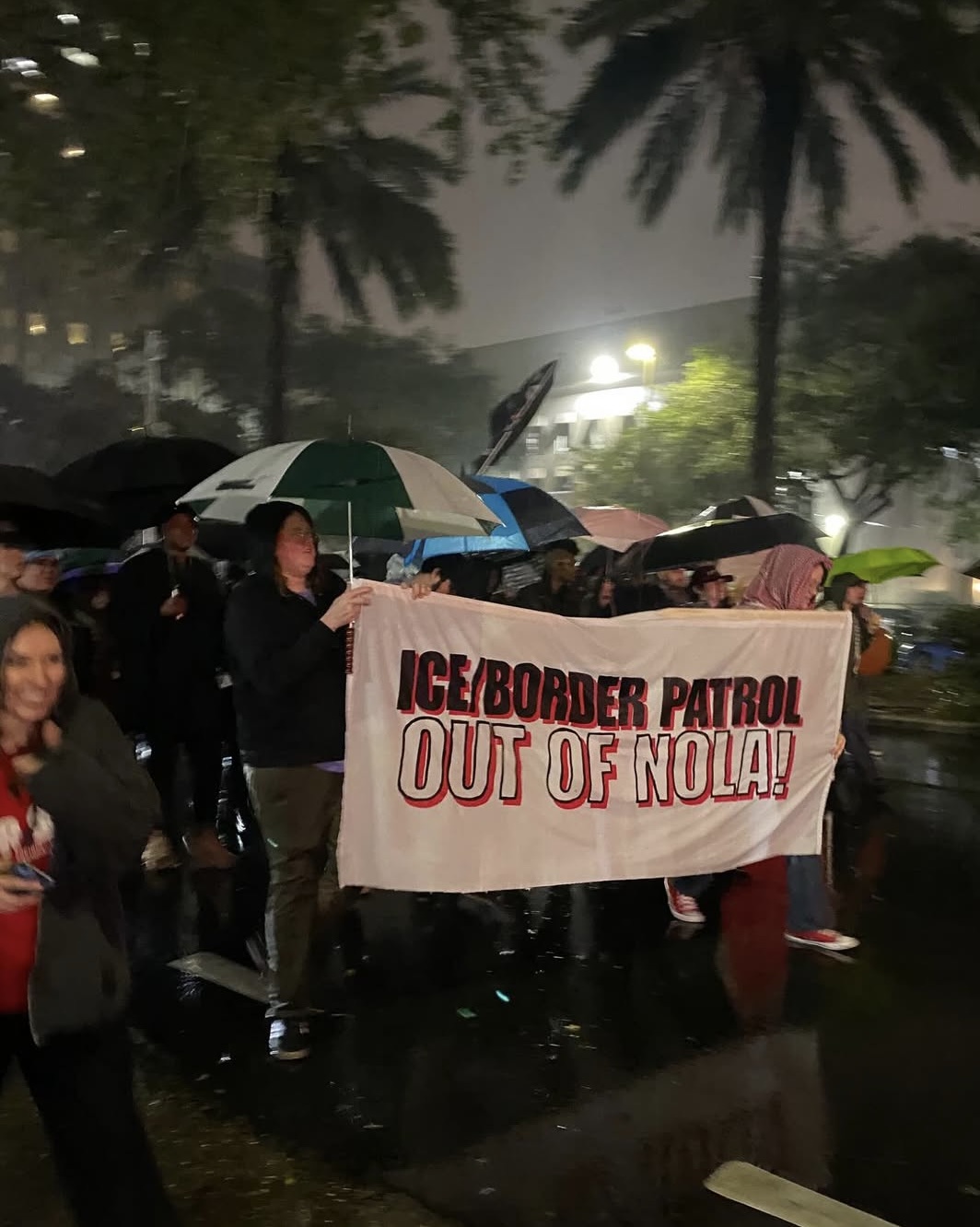 Protesters march up Poydras Street in downtown New Orleans towards City Hall. | Fight Back! News Protesters march up Poydras Street in downtown New Orleans towards City Hall.