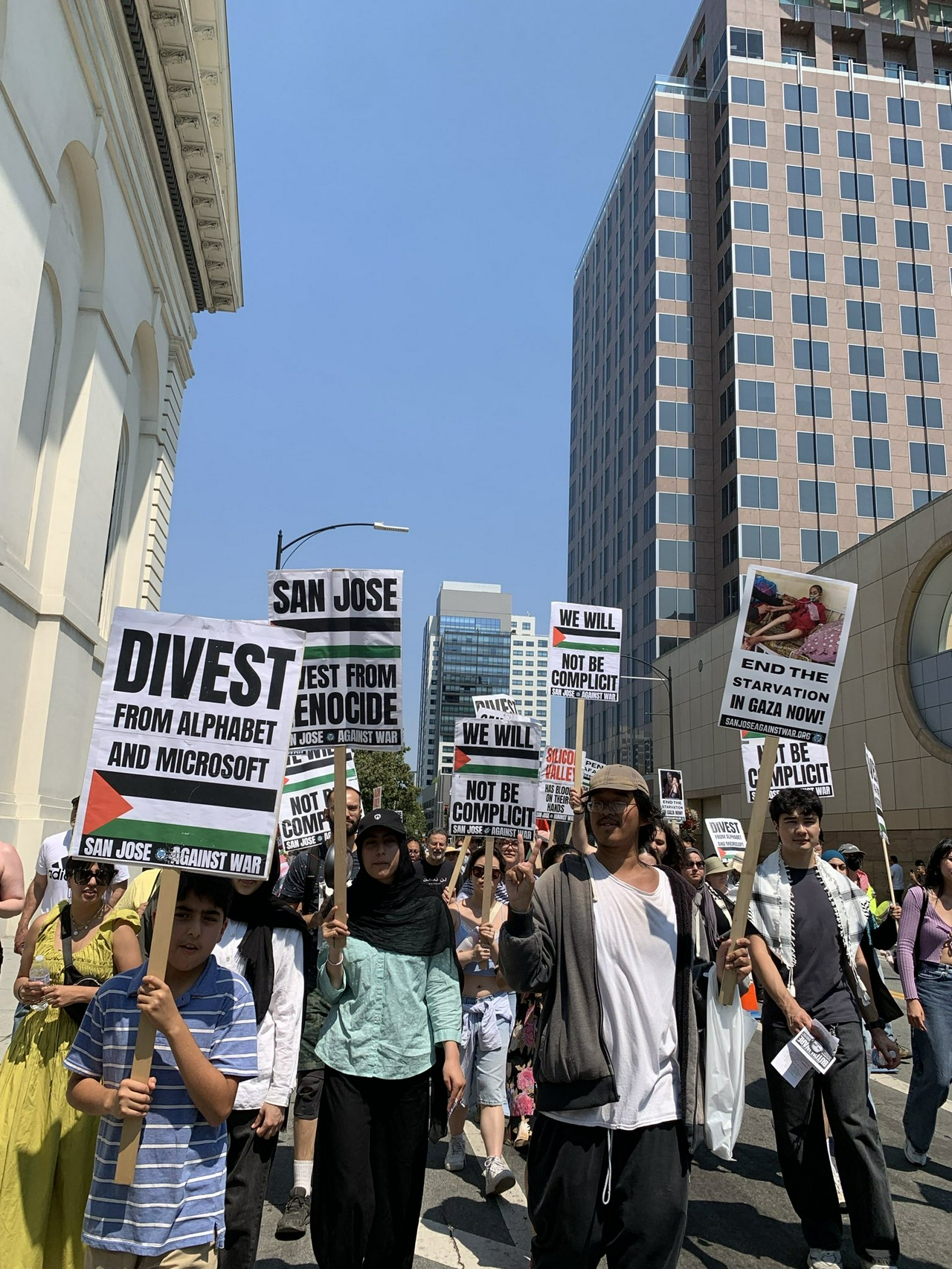 San Jose protest against the U.S./Israel-made famine in Gaza. 