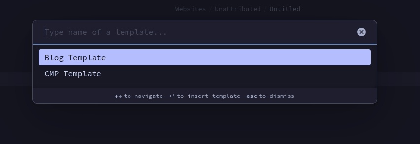 Image of the template pick list