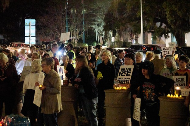 Protest in Tallahassee, Florida following the ICE murder of Renee Good.