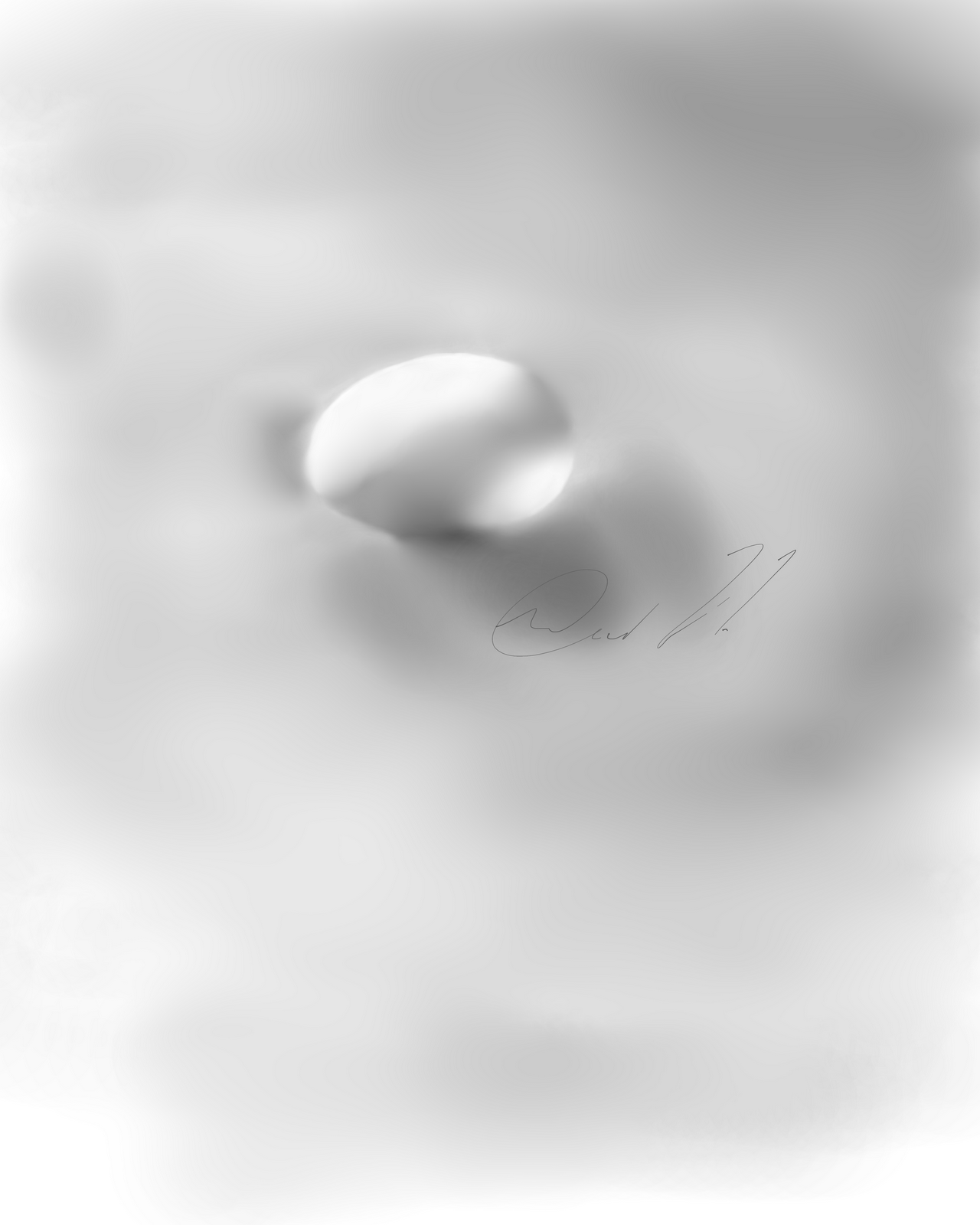Rendition of an egg in black and white