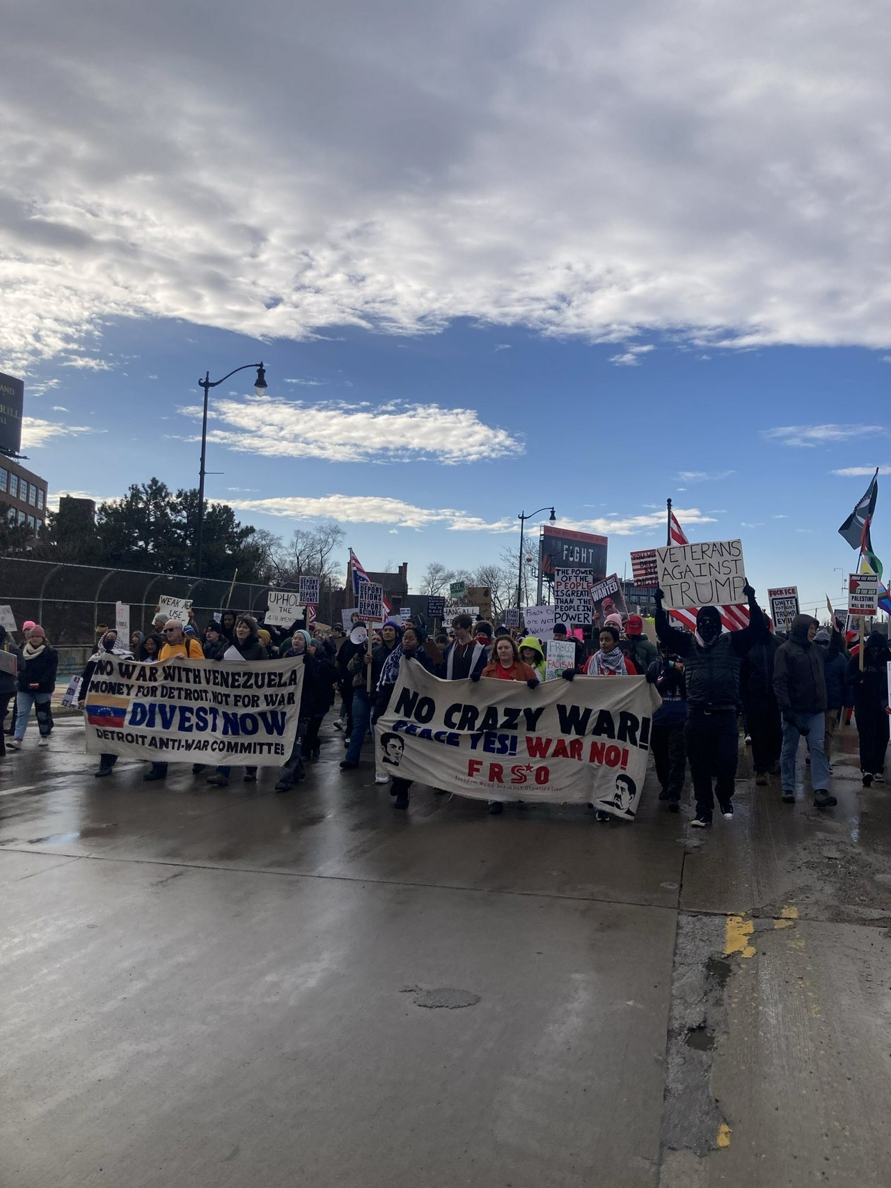 Detroit protest of Trump visit.