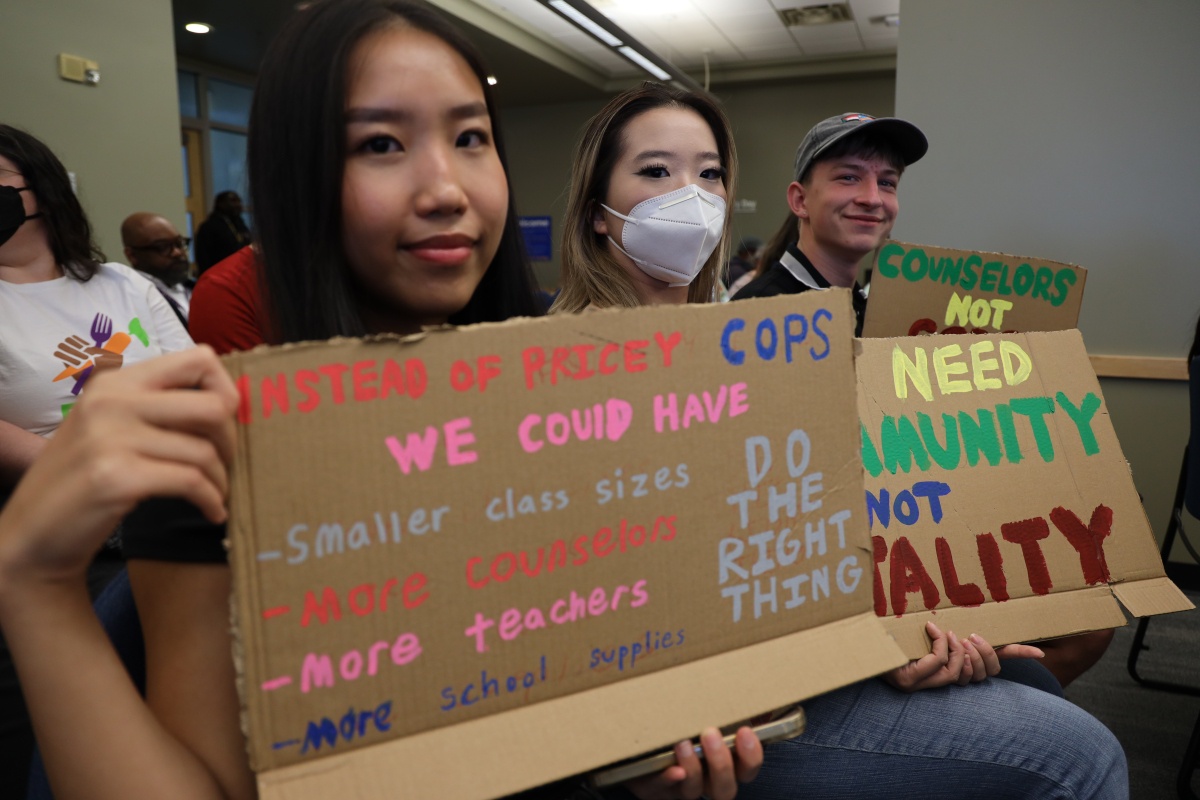 Seattle parents and students oppose program that would place cops in schools.