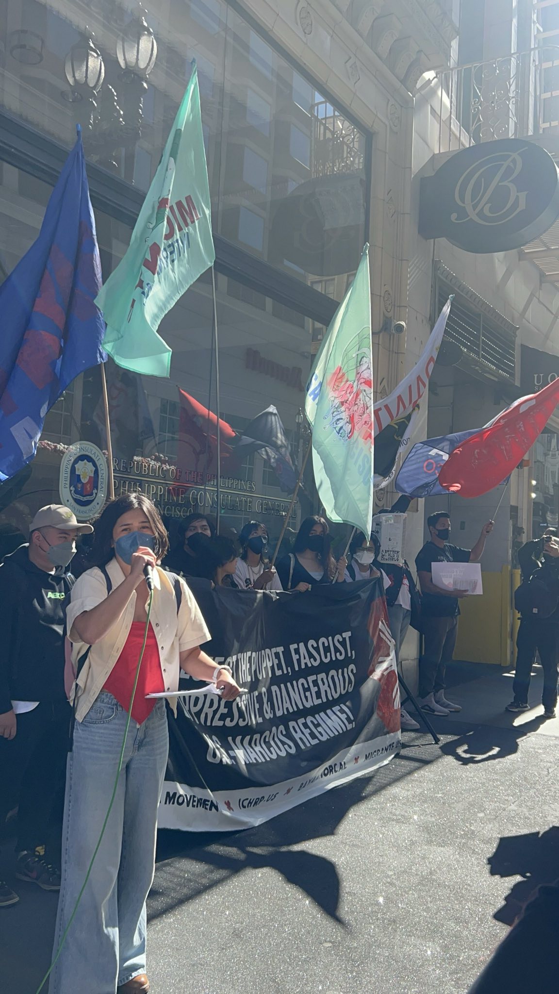 Filipino American activists rally against Marcos Jr regime at the San Francisco Philippines Consulate
