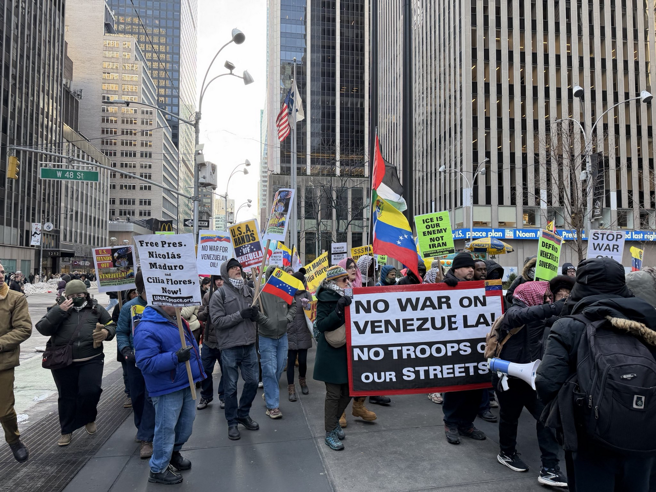 NYC protest against U.S.intervention in Venezuela. 