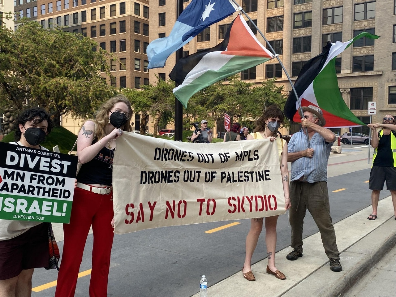 Protest against proposed Minneapolis contract with Skydio. | Fight Back! News Protest against proposed Minneapolis contract with Skydio.