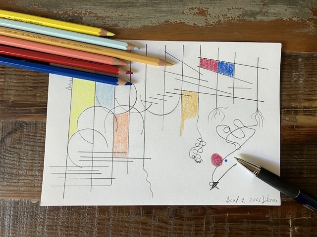 un dibujo con lápices de colores