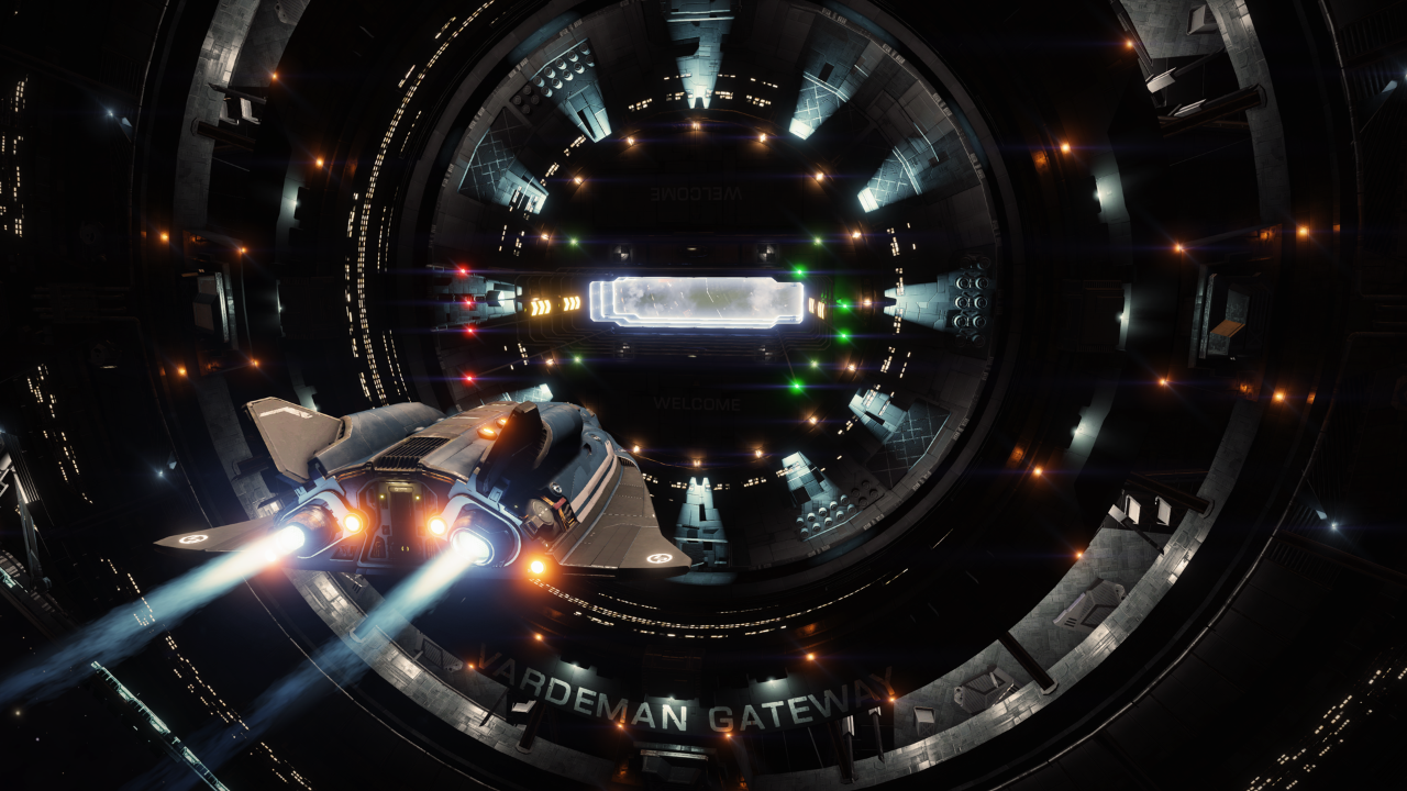 Elite Dangerous - docking into a starport.