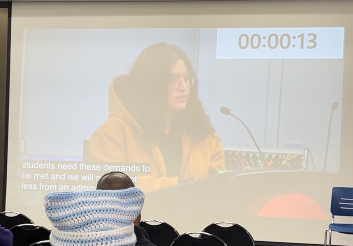 Chicago students take their demands to the board of trustees.