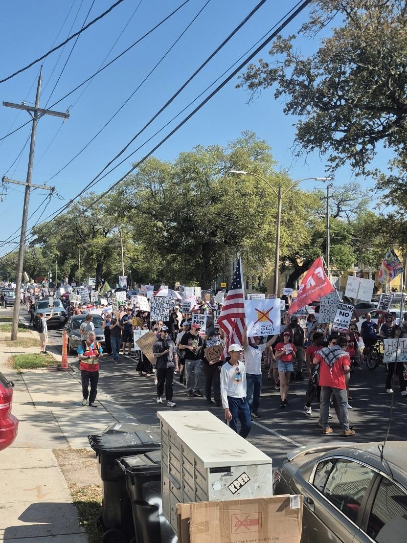 Thousands of New Orleanians march down Orleans Avenue in the Treme neighborhood for No Kings national day of action. | Photo: Fight Back! News Thousands of New Orleanians march down Orleans Avenue in the Treme neighborhood for No Kings national day of action.
