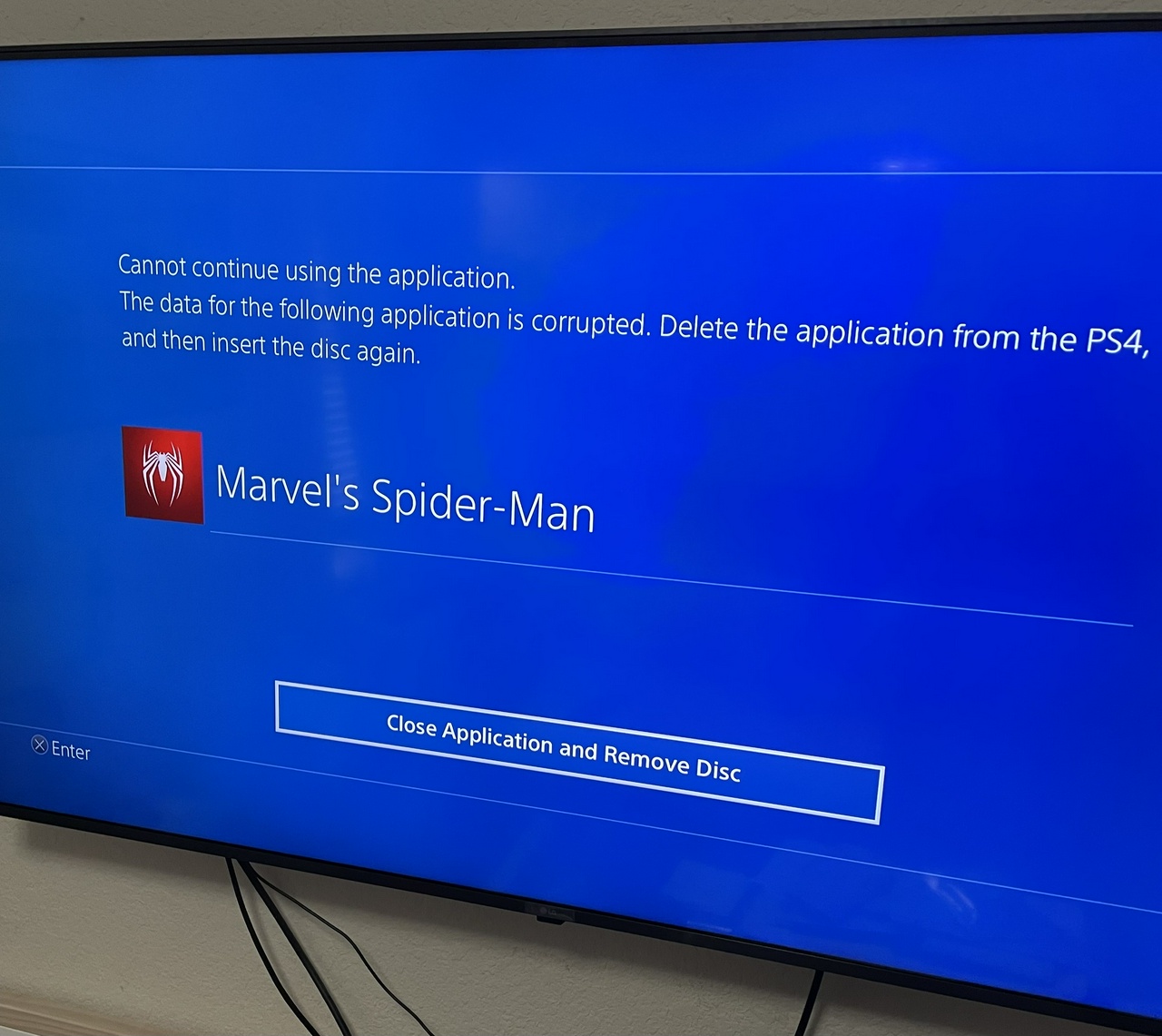 Cannot continue using the application error on PS4.