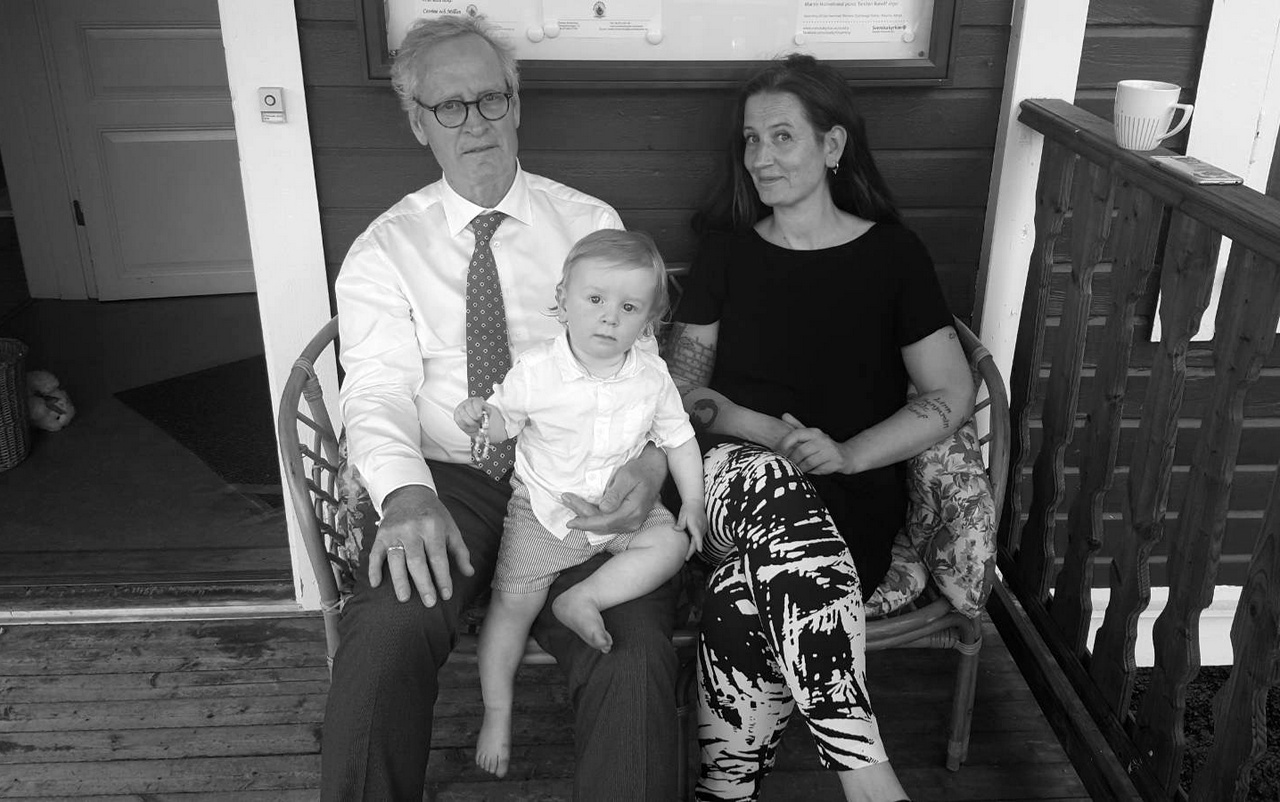 Pappa Michael med Erik och Randi