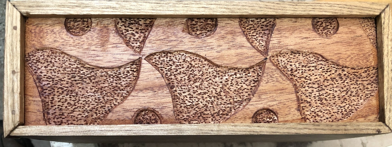 top view of the box, showing my interpretation of the carved pattern