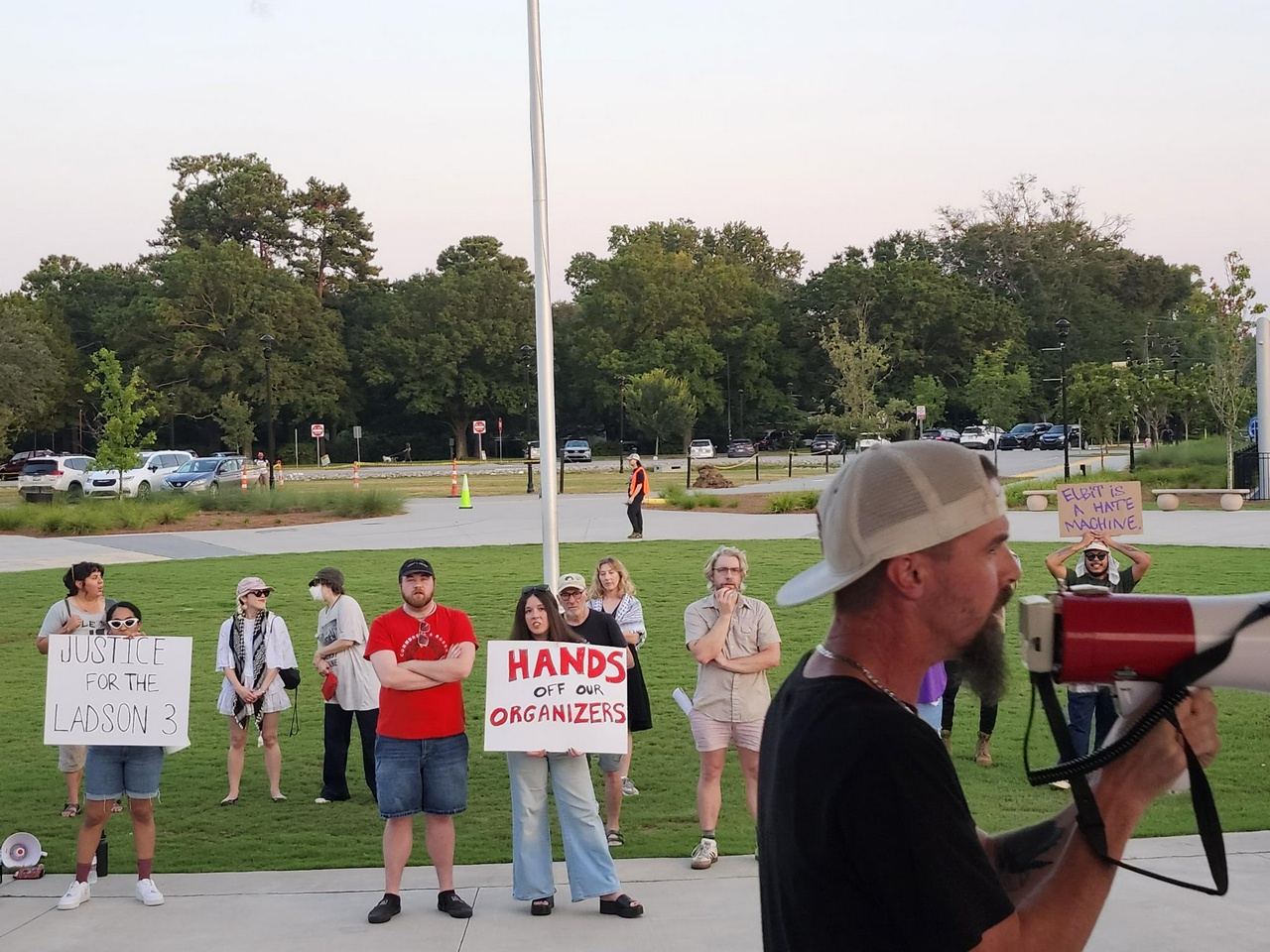 Rally against the arrest of three pro-Palestine activists. | Elbit Out of South Carolina Rally against the arrest of three pro-Palestine activists.