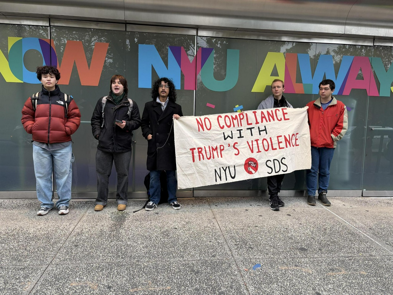 NYU students protest against Trump's attacks on higher education. | Fight Back! News NYU students protest against Trump's attacks on higher education.