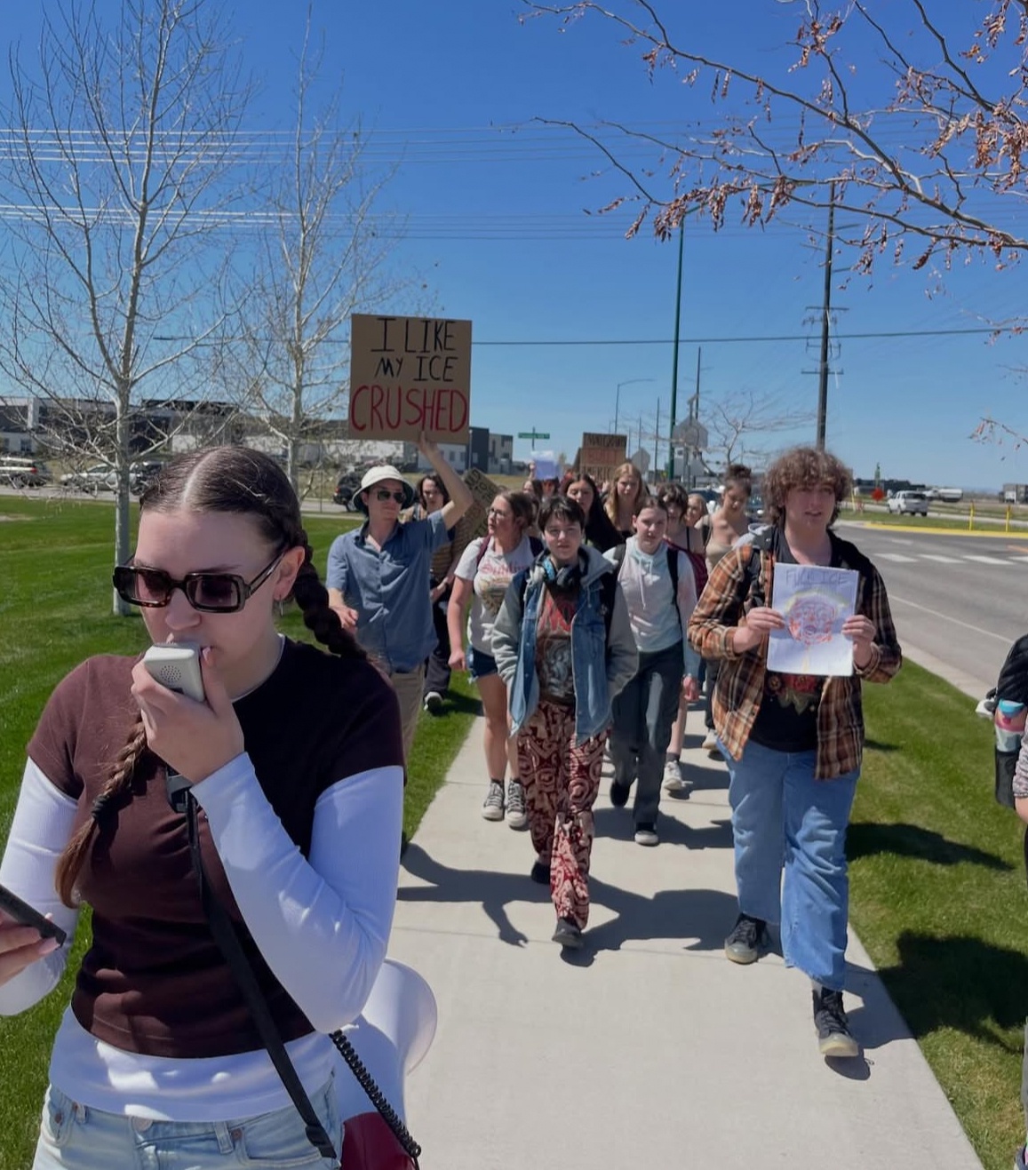 Montana high school students walk out on May 1 to support of immigrant rights.