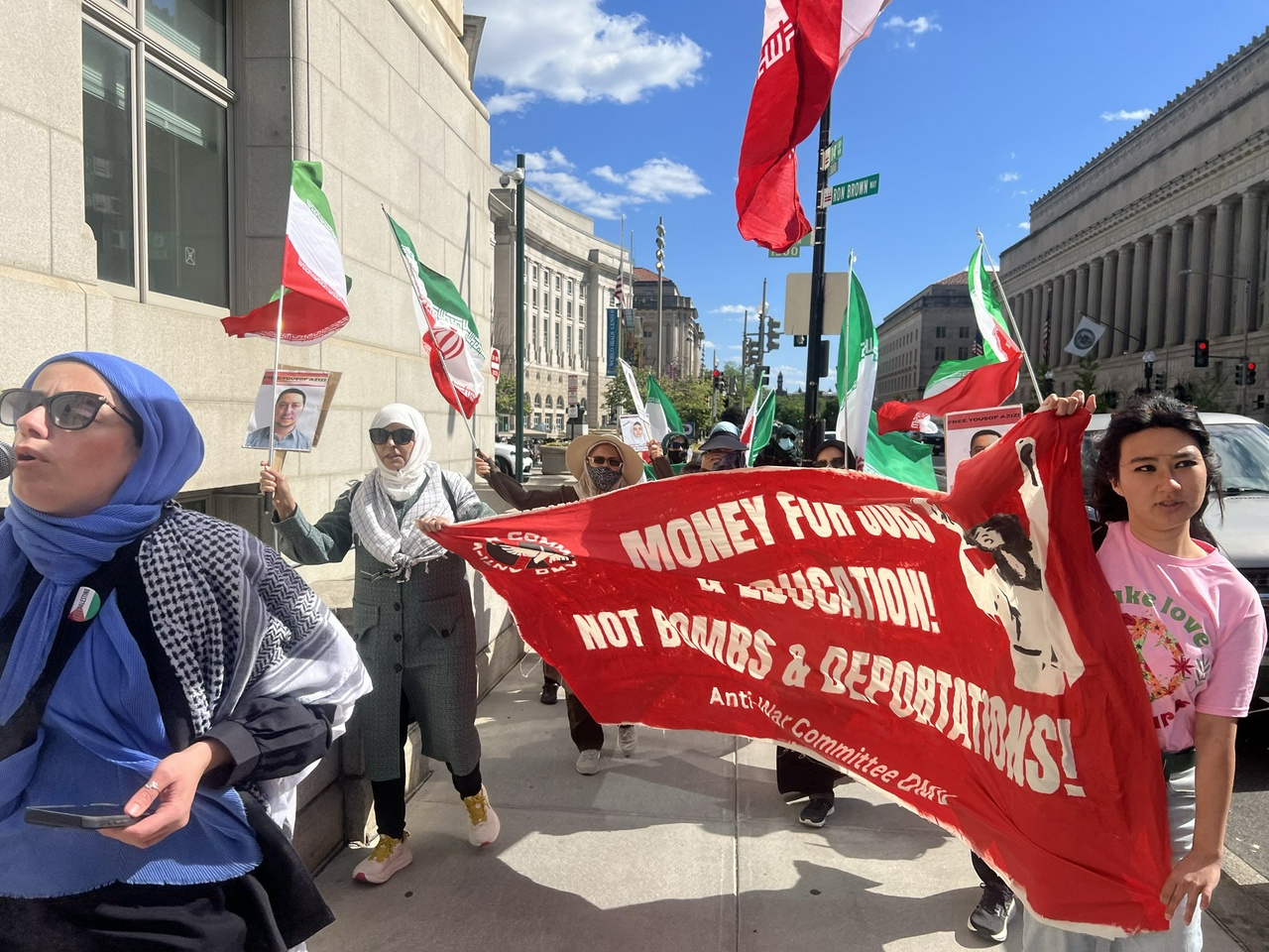 Protesters march to Lafayette Square in defense of Yousof Azizi and in solidarity with Iran.