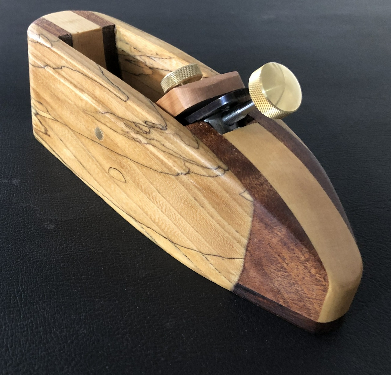 Spalted-elm-sided plane with khaya and citrus core