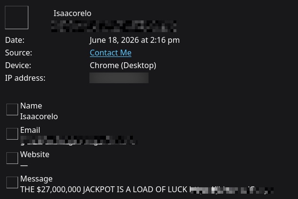 The contents of the spam message
