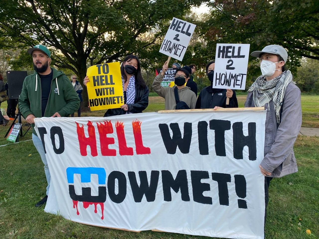 Protest at the Howmet facility which makes weapons used on Gaza.