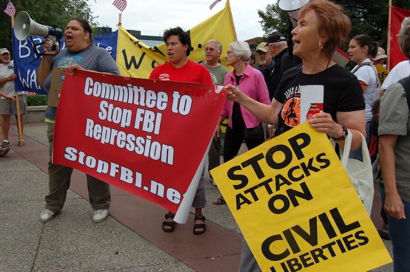 Protestors in front of Minneapolis Convention Center demand end to repression